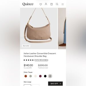 Quince Italian Leather Convertible Crescent Handwoven Shoulder Bag Taulpe